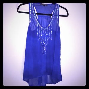Women’s Heart and Soul Blue Jeweled Tank size S